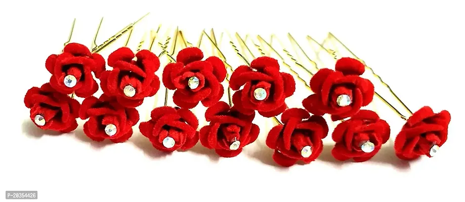 Drishti? Hair Bun Pin Fancy Rose Juda Pins with crystal rhinestone for Women and Girls 1 box Set of 24 Pins-thumb3