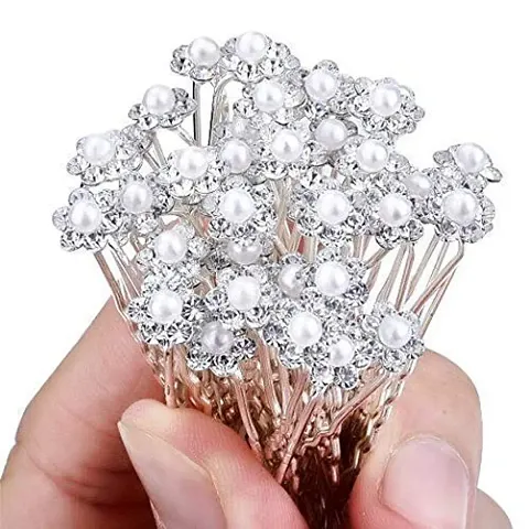 Drishtireg; Hair Bun Pin Fancy Juda Pins with crystal rhinestone for Women and Girls 2 box Set of 24