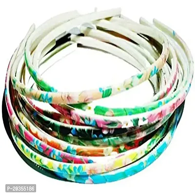 Drishti Printed Design  Multicolor (8 mm) Plastic Hair band (Pack of 6) for Girls-thumb0