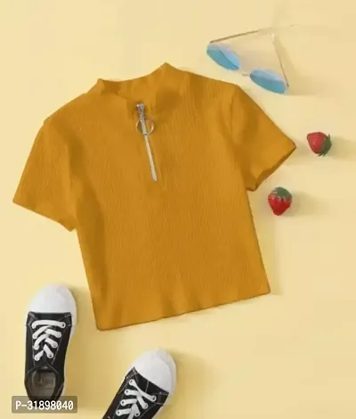 Stylish Yellow Rayon Tops For Girls-thumb0