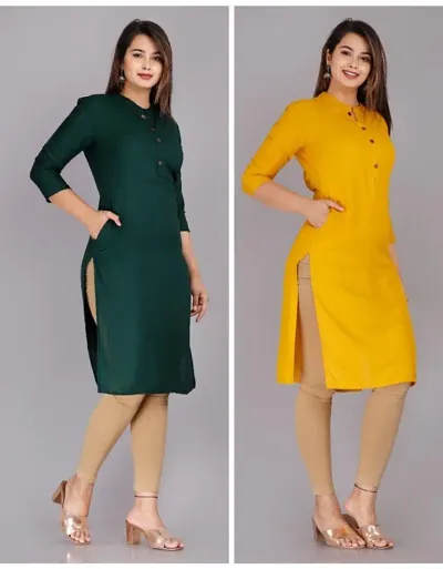 Rayon Combo Of 2 Kurtis