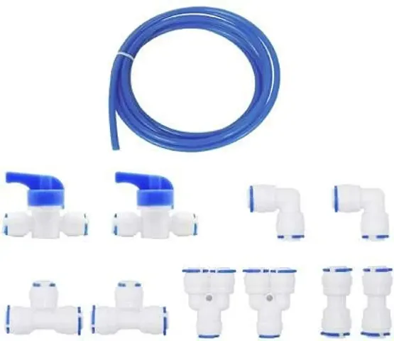 AQUALIQUID RO 1/4 inch RO Water Tubing, Hose Pipe for RO Water purifiers System,quick connector 10pcs +tubing 3meters.