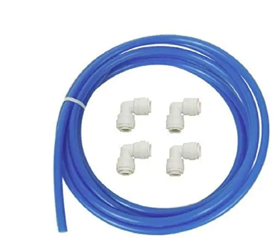 AQUALIQUID RO Water Purifier Filter 3 Meter Blue Pipe 1/4""+Push fit 4 Elbow connectors 1/4""-1/4 inch