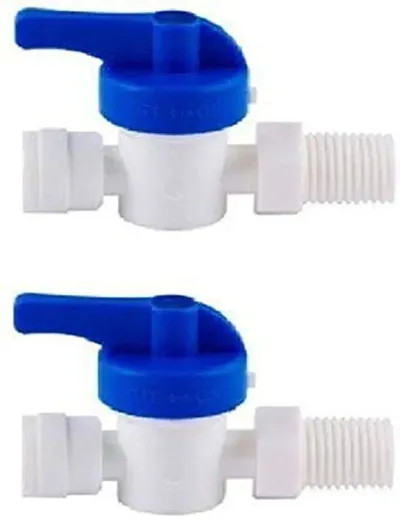 AQUALIQUID RO 2pcs 1/ Inch Plastic Inlet Ball Valve for 1/4 inch Pipe Tubing RO Water Purifier Inlet Ball Valve Coupling Set Diverter Gate Valve On/Off Tee Cock Twin Elbow Faucet