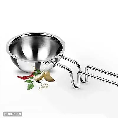 Cook Triply Stainless Steel Tadka Pan, 12cm, Silver | Vagar Pan | Baghar Pan| Chounk Pan | Flame Safe | Induction Safe | Dishwasher Safe | Stainless Steel Wired Handle-thumb0