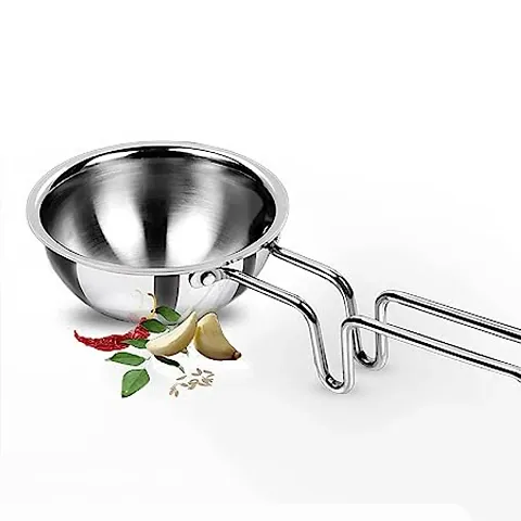 Cook Triply Stainless Steel Tadka Pan, 12cm, Silver | Vagar Pan | Baghar Pan| Chounk Pan | Flame Safe | Induction Safe | Dishwasher Safe | Stainless Steel Wired Handle