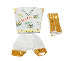 Laddu Gopal Holi Dress Cotton Self Designed and Decorated With Laces-thumb1