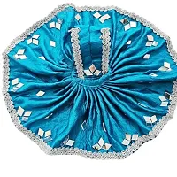 Kanha Ji Morpankhi Colour Silk Dress  decorated with Laces and Glass for Teej ,Size 2-thumb2