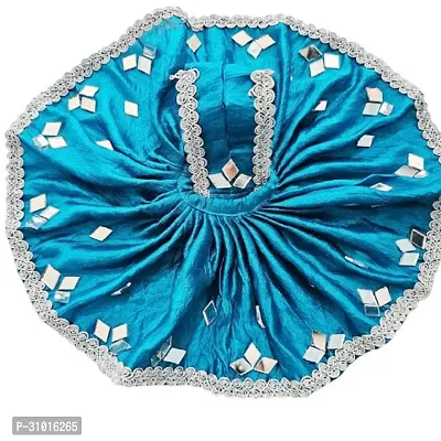 Kanha Ji Morpankhi Colour Silk Dress  decorated with Laces and Glass for Teej ,Size 2-thumb3