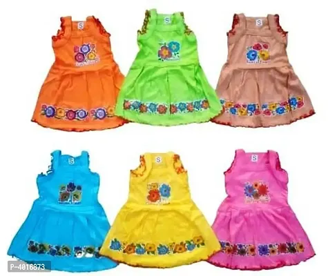 Girls Gown Frock Sleeveless Printed (Pack of 6)-thumb0