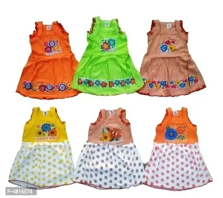 Girls Gown Frock Sleeveless Printed Pack Of 6