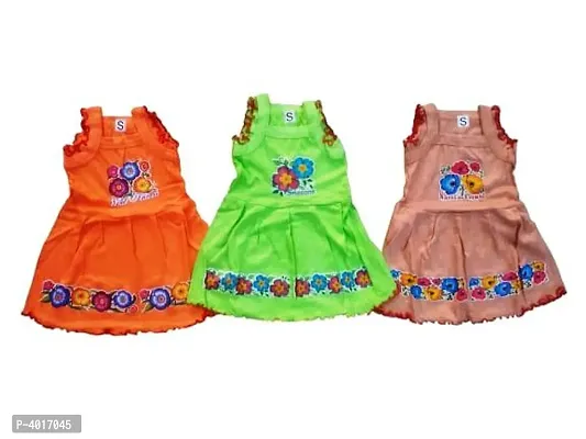 Girls Frock Gown Printed Sleeveless (Pack of 3)