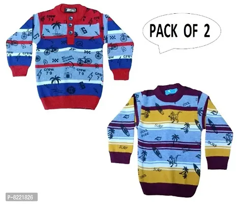 Classic Wool Printed Kids Boys Sweaters Pack of 2-thumb0