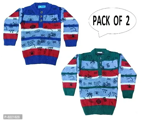 Classic Wool Printed Kids Boys Sweaters Pack Of 2