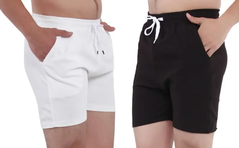 Men Solid  Basic, Gym, Shorts Sports Shorts Bottom Set (PACK of 2)