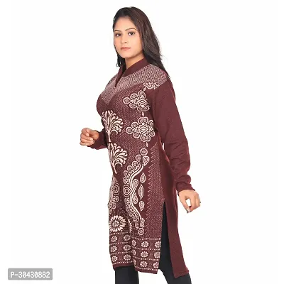 Stylish Brown Wool Woven Design Kurti For Women-thumb5