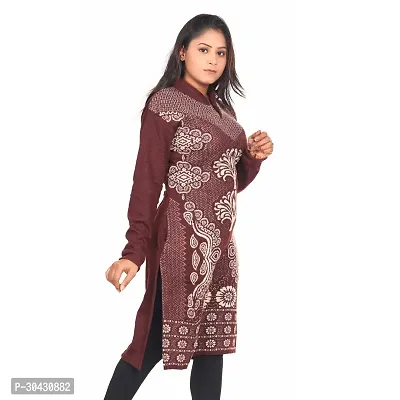 Stylish Brown Wool Woven Design Kurti For Women-thumb2