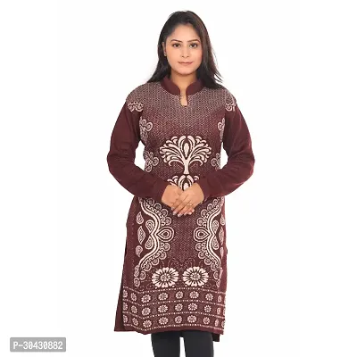 Stylish Brown Wool Woven Design Kurti For Women-thumb3