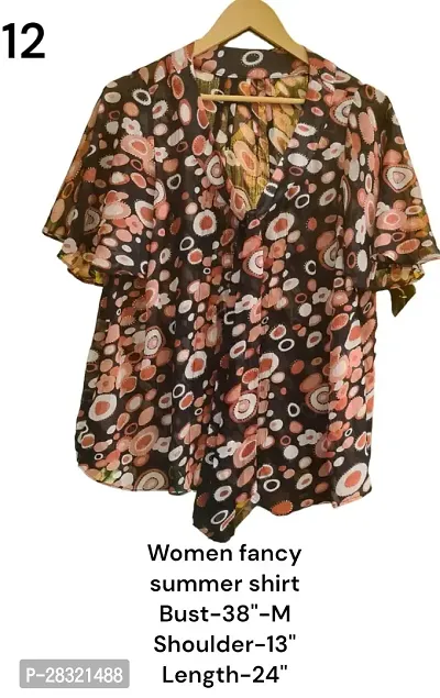 Stylish Brown Georgette Printed Shirt For Women