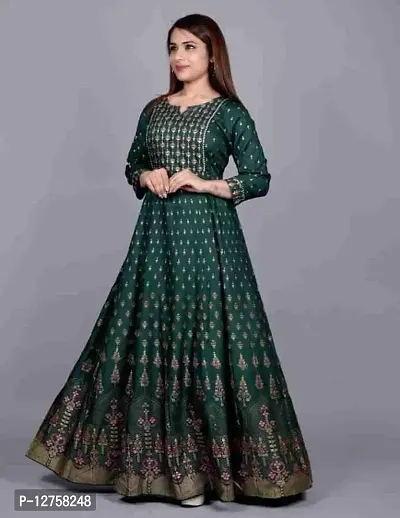 HEGZA Gold Printed Anarkali Gown (XX-Large, Green)-thumb5