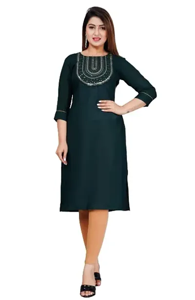 Stylish Rayon Embroidered Kurta For Women