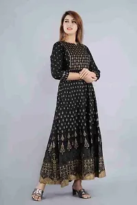 HEGZA Gold Printed Anarkali Gown (X-Large, Black)-thumb4