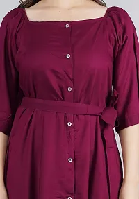 VMS Fashion Solid Front Slit Kurtis (Small, Wine)-thumb3