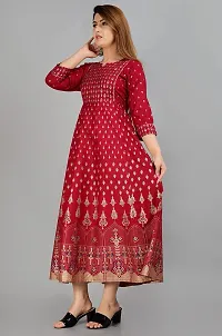 VMS Fashion Women Gold Printed Rayon Anarkali Flared Gown (Large, Maroon)-thumb4