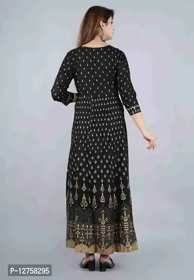 HEGZA Gold Printed Anarkali Gown (X-Large, Black)-thumb2