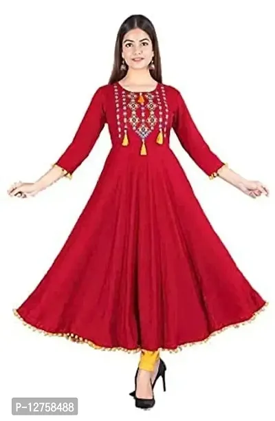 Hegza Embroidered Anarkali Gown (XX-Large, Maroon)