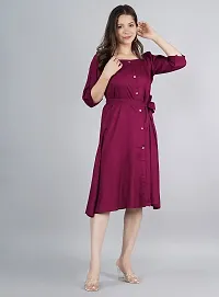 VMS Fashion Solid Front Slit Kurtis (Small, Wine)-thumb2