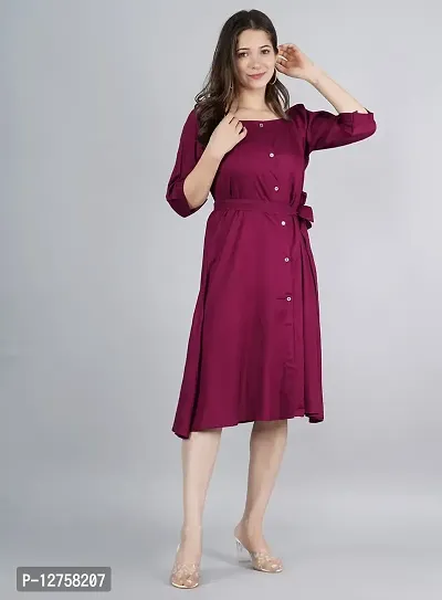 VMS Fashion Solid Front Slit Kurtis (Small, Wine)-thumb3