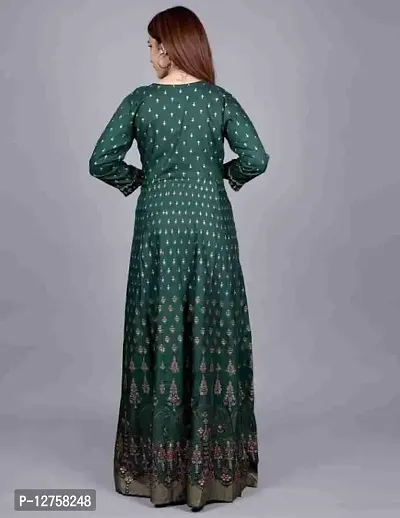 HEGZA Gold Printed Anarkali Gown (XX-Large, Green)-thumb2