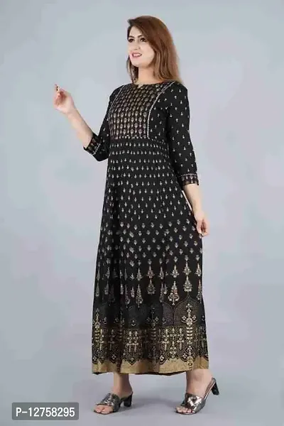 HEGZA Gold Printed Anarkali Gown (X-Large, Black)-thumb3