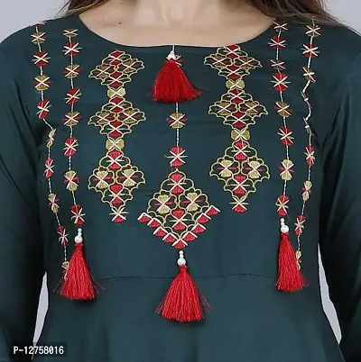 Hegza Embroidered Anarkali Gown (Medium, Green)-thumb4