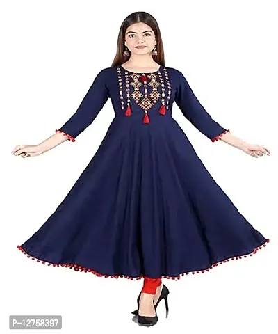 Hegza Embroidered Anarkali Gown (XXXX-Large, Navy Blue)