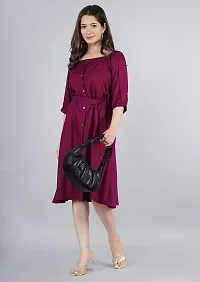 VMS Fashion Solid Front Slit Kurtis (Small, Wine)-thumb4