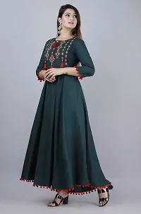 Hegza Embroidered Anarkali Gown (Medium, Green)-thumb4