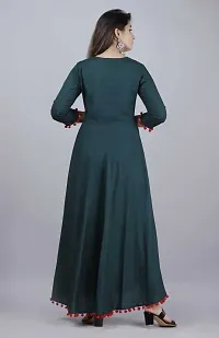 Hegza Embroidered Anarkali Gown (Medium, Green)-thumb1