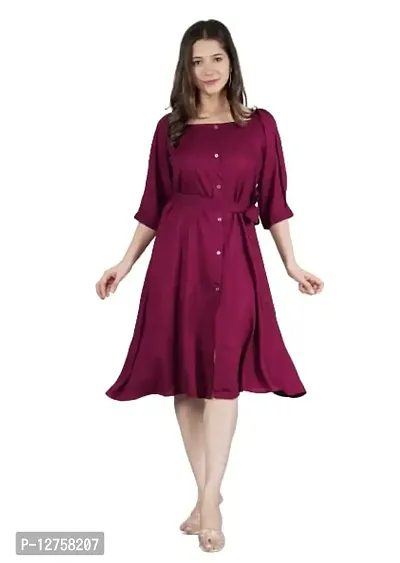 VMS Fashion Solid Front Slit Kurtis (Small, Wine)