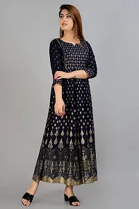 VMS Fashion Women Gold Printed Rayon Anarkali Flared Gown (Large, Blue)-thumb4