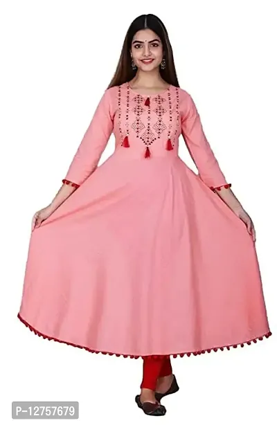 Hegza Embroidered Anarkali Gown (Small, Pink)