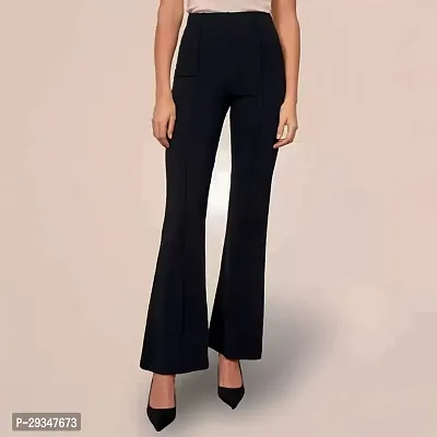 Women Regular Fit Black Lycra Blend Trousers-thumb0