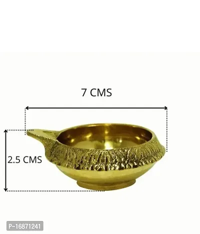 Kuber Brass Diya for Puja Set of 2 Akhand Diya for Puja || Heavy Base Aarti Diya || Deepak for Pooja Diwali Gift Item, Home Temple Decor, Temple Diya, Aarti Diya for Home Mandir-thumb3