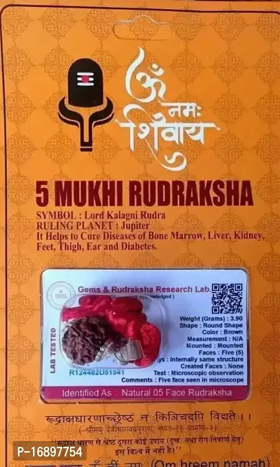 FIVE 5 PANCHA  Mukhi Rudraksha Mala for Men/Women Wearing (5mm, Rare Small Bead Size, Neck Length,  Lab Certified) - 100% Natural Brown Rudraksha Beads - Pack of 1