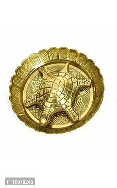 YELLOW COLOURED BRASS KACHUA PLATE LAXMI DHAN YANTRA FOR GOOD LUCK AND MONEY FOR HOME OFFICE TEMPLE MANDIR