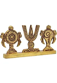 Tirupati Balaji Shanku Chakra Namam Stand Showpiece for Pooja Room Decorative Showpiece - 10 cm  (Brass, Gold)`-thumb3