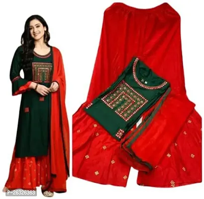 Kurti And Sarara With Siffon Less Dupatta Set-thumb0