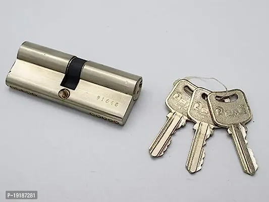 Sliding Lock Stainless Steel Door Cylinder Lock (Code:- Both Side, Indian, with Keys, 80mm)