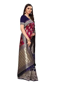 Shiv Textiles Womens Muga Silk Saree (AM-016-E-NAVY-RED_Dry Clean Only)-thumb2